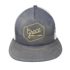Grace Meat + Three Snapback Trucker Hat Blue One Size Mesh Back Yupoong