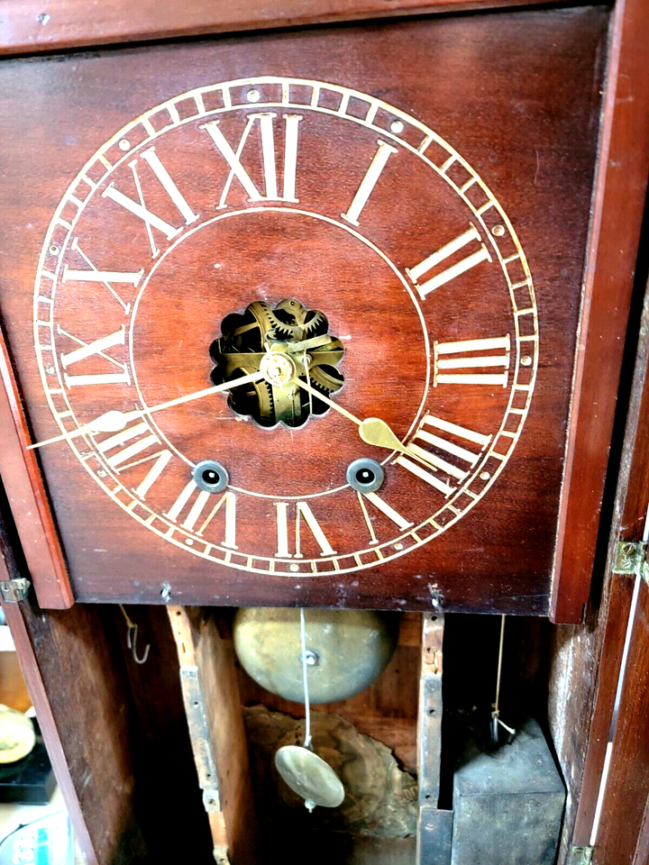 ANTIQUE 185038 INCHWEIGHT DRIVENWALNUT CHAUNCEY JEROME MANTEL CLOCK