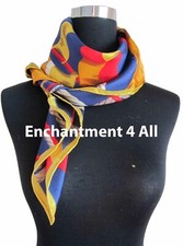 New Large 35"x35" Art Silk Twill Scarf Wrap w/ Handrolled Hem, Multi-Color 1