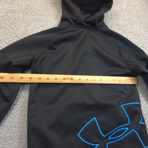 Under Armour Hoodie ColdGear Infrared Storm 2 Full Zip Black Blue Size S Youth - Picture 11 of 12