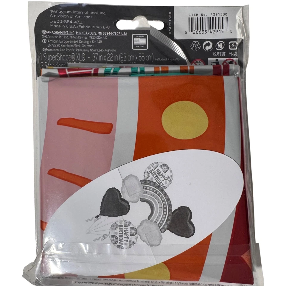 Ramo de globos de aluminio de cumpleaños arco iris XL 5 paquetes decoración de fiesta anagrama arco iris Foto 2 de 4