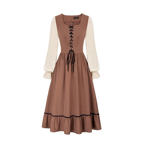 Women Medieval Dress Front Lace-Up Dress Renaissance Victorian Ladies Dress - Picture 10 of 15