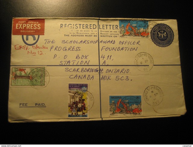 Okuku Oshogbo 1988 Express Registered Letter Cancel 28k Postal Stationery Cover Okuku Oshogbo 1988 Express Registered Letter Cancel 28k Postal Stationery Cover