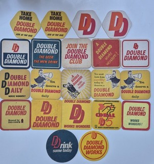 Good selection (21) of Double Diamond Beer Mats of Various Vintage by Ind Coope