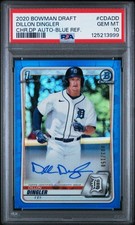 2020 Bowman Chrome Draft Dillon Dingler Rookie Blue Refractor Auto /150 PSA 10