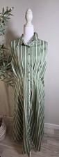 Rachel Zoe Green Ivory Striped Maxi Shirt Dress XL Button Front Coastal Resort