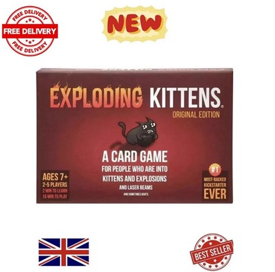 Neu Exploding Kittens Kartenspiel Original Spaß Familienfeier Erwachsene & Kinder UK