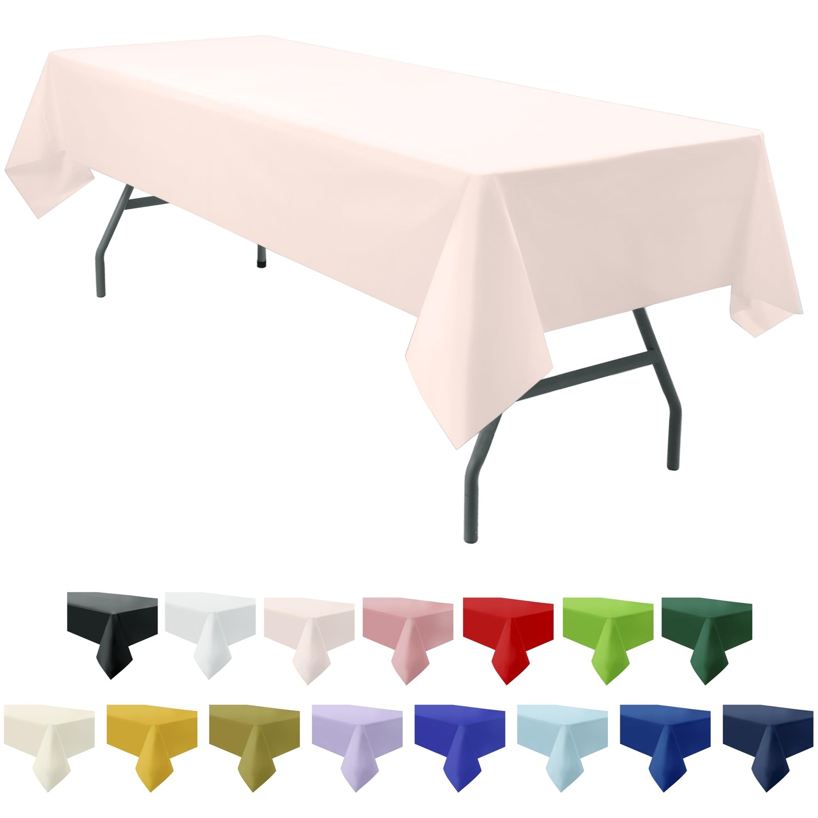 Light Pink Table Cover, 3 Pack Plastic Rectangle Tablecloth,