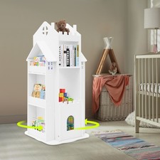 4 Tier Rotating Bookcase Kids Room Bookshelf Study Room Storage Display Shelf