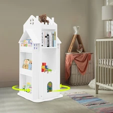 4 Tier Rotating Bookcase Kids Room Bookshelf Study Room Storage Display Shelf
