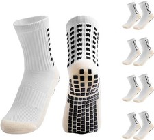 4 Pairs Youth Grip Soccer Socks Grip Socks Kids Boys Girls One Size White