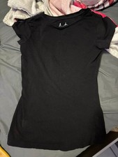 Aveto Black V-Neck Short Sleeve Stretch Knit ...