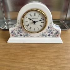 Vintage Wedgwood Bone China Mantle Clock Battery Operated Angela Pattern Works