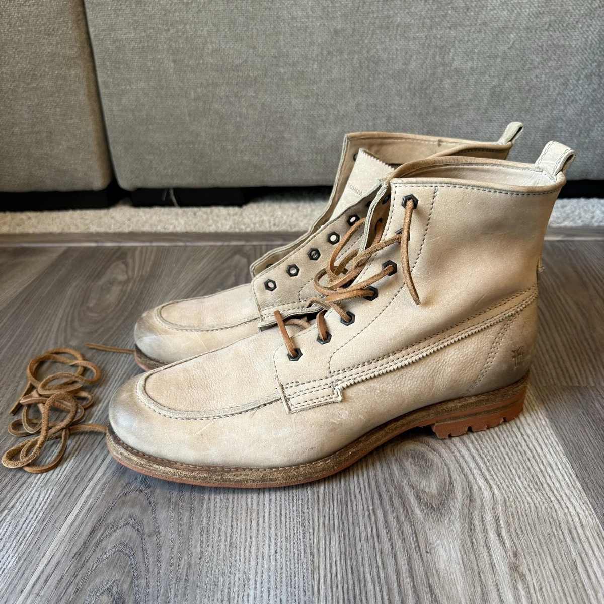 Frye Phillip Lug Workboot 87828 Mens 11.5 D Cement Leather Lace Up Boots Frye Phillip Harness 87870 Mens Brown Leather Zipper Casual  main image 2