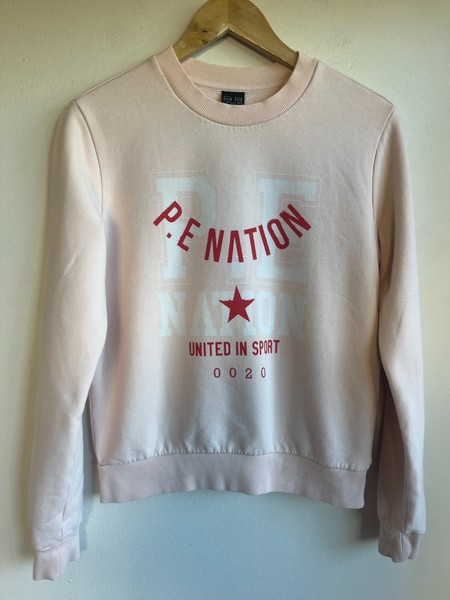 P.E Nation Pink Logo Sweatshirt Jumper XS Crew Neck Pullover Athleisure