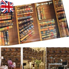 3D Library Bookshelf Wallpaper Wall Mural Removable Self-adhesive Sticker 10M
