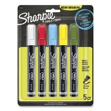 Sharpie Wet-Erase Chalk Marker, Medium Bullet Tip, Assorted Colors, 5/Pack