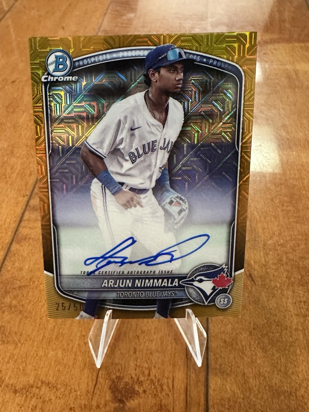 2025 Bowman - Chrom Mega Box Autographs Arjun Nimmala Gold #/50 (AU, RC)