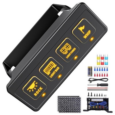 MICTUNING Wireless 4 Gang Switch Panel-Multifunction Constant Light Strobe Flash