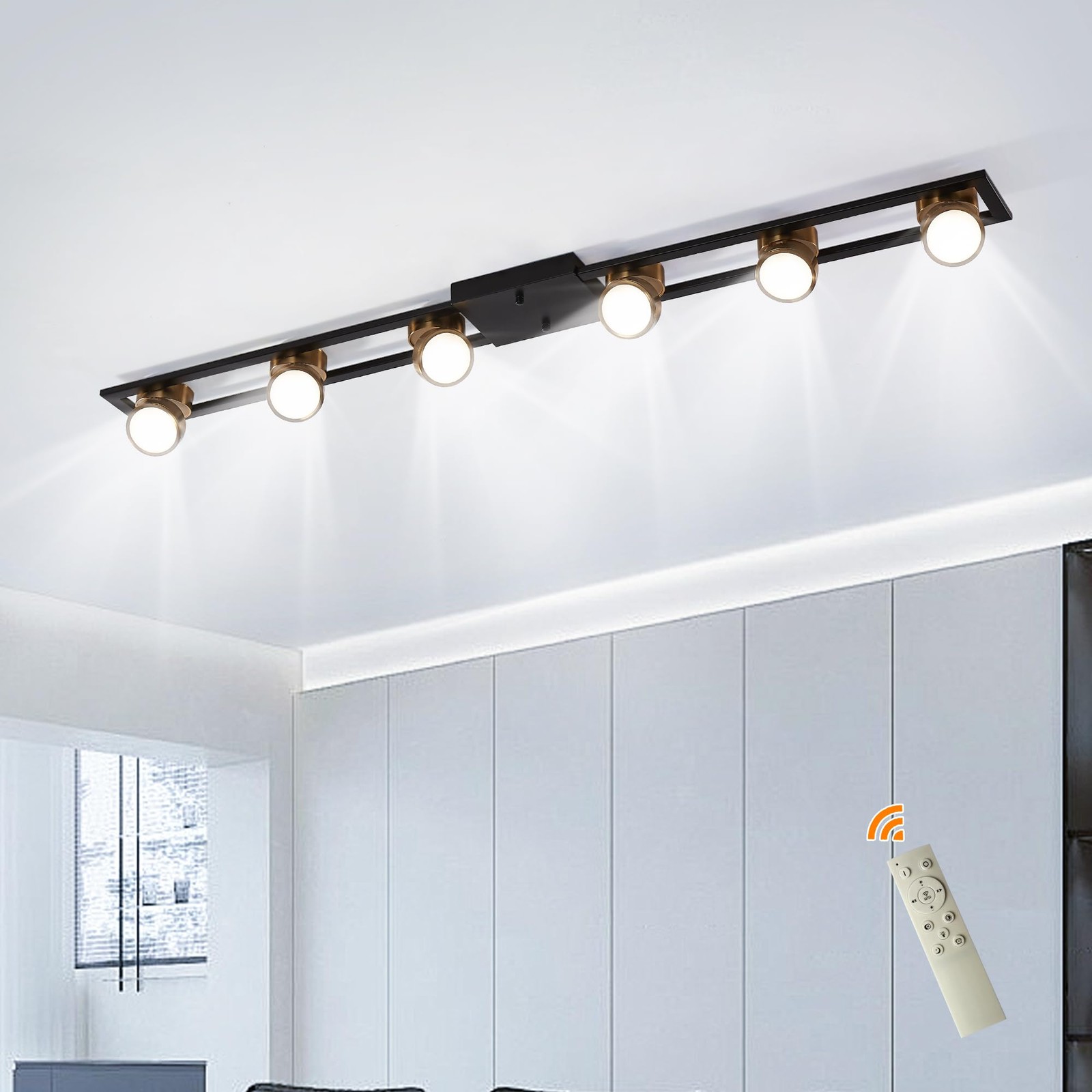 Garwarm Modern Ceiling Light Track Lighting Fixtures, 48.4 Inch Dimmable LED