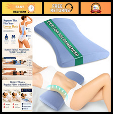 Lumbar Support Pillow for Back Pain Relief, Memory Foam Bed Pillow, Washable Cov