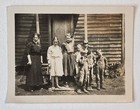 Antique Snapshot Photo Woman And Group Of Children Posing Outside School?