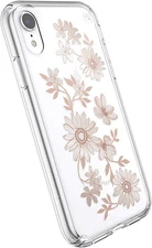 Products Presidio Clear + Print Iphone XR Case, Fairytalefloral Peach Gold/Clear