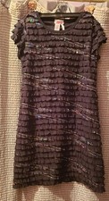 Justice Girls Black Party Stretch Sequin Sparkle Dress Size 8