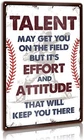 Vintage Inspirational Baseball Metal Sign Wall Decor 12 X 8 Inches
