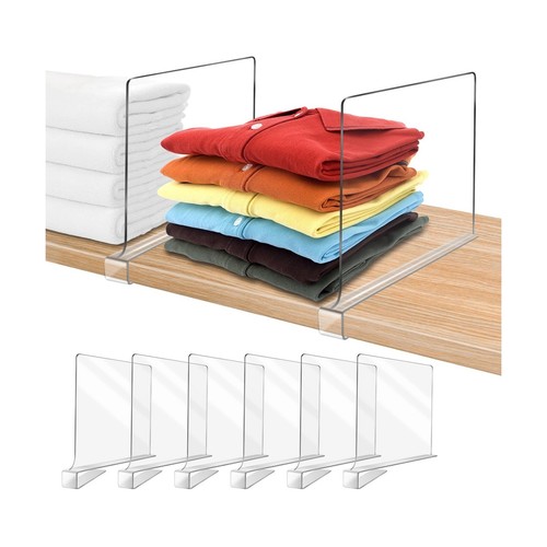 8-Pack Acrylic Shelf Dividers - Closet Organizers For Wooden Shelves