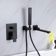 Roman Tub Bath Tub Faucet w Handheld Shower Wall Mount Brass 180  Swivel 179