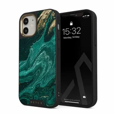 Phone Case Compatible with iPhone 12 - Emerald Green Jade Stone Marble - Cute...