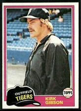 1981 Topps Kirk Gibson Rookie Card #315 ~ NM-NM/MT ~. rookie card picture