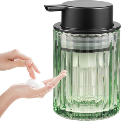 #ad Foaming Soap Dispenser 8OZ Green Glass Soap Dispenser with Plastic Pump Refill $18.99