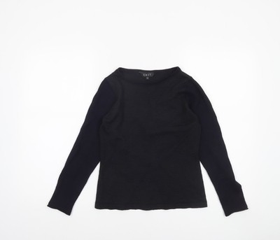 East Damen schwarz Wollmischung Rundhalsausschnitt Langarm Pullover Größe 12