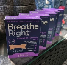 5 Box 26ct Ea Breathe Right LAVENDER Scented Tan Nasal Strips Exp. 01/2026+