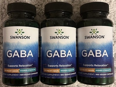 300 VegCaps Swanson GABA 500 mg 3X100 Vegan Capsules Relaxation