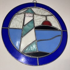 Stained Glass lighthouse beach ocean exquisite Design Nautical Sun catcher Gift