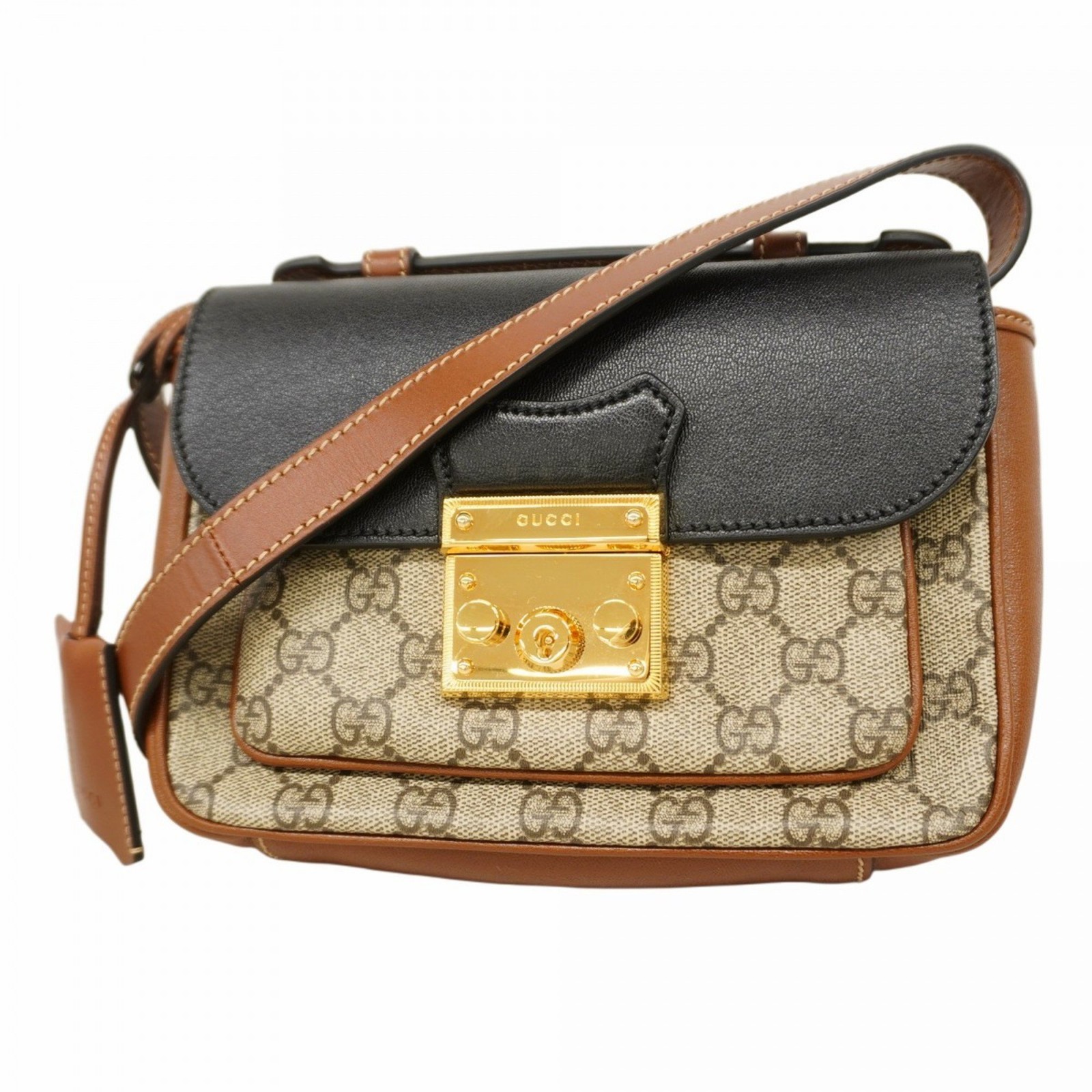 Gucci GG Supreme Shoulder Bag in Brown and Black for Women 658487 GZl1a047