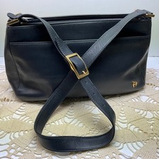Etienne Aigner Vintage Black Leather Crossbody Logo A Zip Close Gld Hrdware