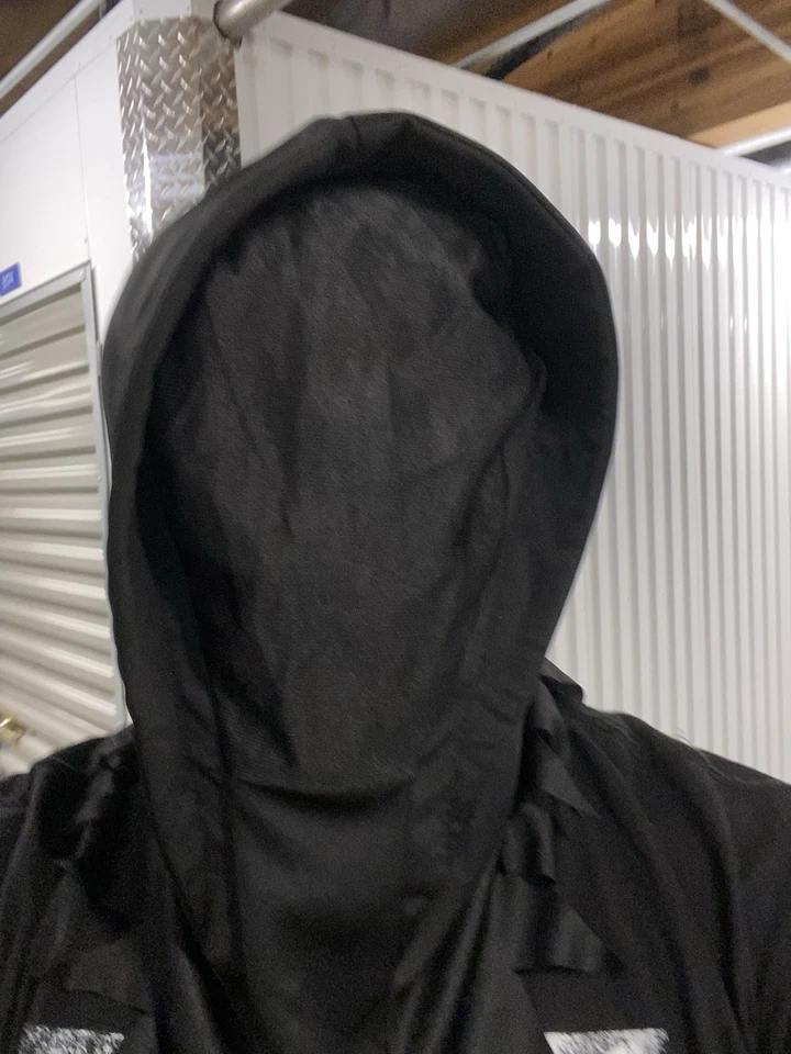 Halloween Black Phantom of Darkness Grim Reaper Executioner Hooded Costume Mask - Image 3 of 4