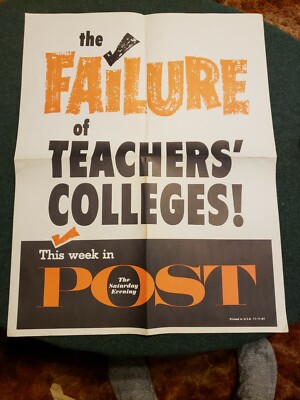 1961 News Stand Advertising POSTER SATURDAY EVENING POST FAILURE  TEACHERS 22x28