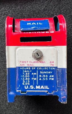 Vintage U. S. Mail Box Bank W. Key 2.75  Tall Made In Japan