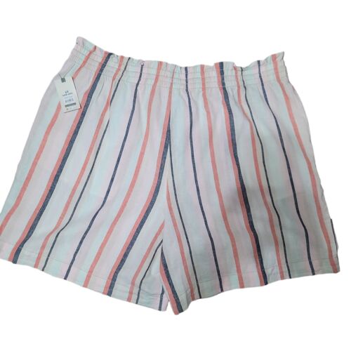 Terra Sky High Waist Linen Stretch Pull On Shorts Plus Size 1X (16W-18W) NWT - Picture 2 of 7