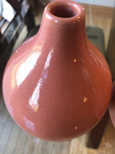 Pair of West Elm Dark & Light Salmon Colored Vases, 5.5” Tall - Picture 9 of 10