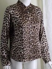 Gerard Darel Sz 42 8 10 Chic 100 Silk Charmeuse Animal Print Blouse Shirt Top