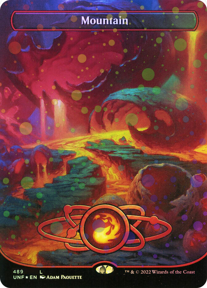 MTG FOIL Mountain 489 Borderless Galaxy Foil - Unfinity #489