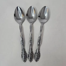 Japan National Teaspoon Stainless Rose Flower Floral Lot 3 Replacement Flatware
