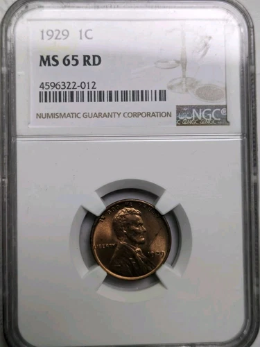 1929 LINCOLN WHEAT CENT NGC MS65 RED
