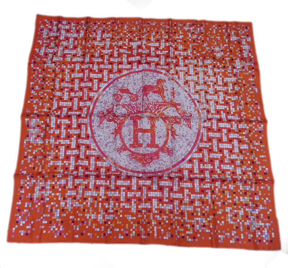 Authentic HERMES Scarf CARRE90 MosaiqueAu24 Silk #545 | eBay